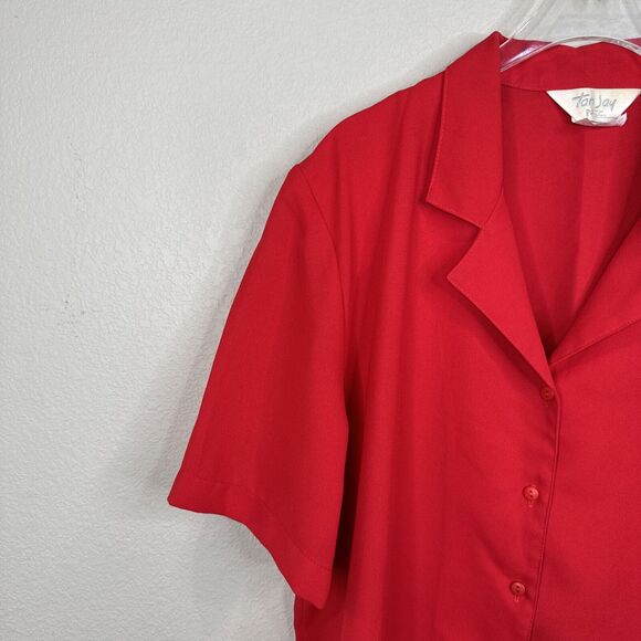 Tan Jay Blouse 14 Cherry Red Vintage Capsule Classic Cottage Core Quiet Luxury - Picture 2 of 10